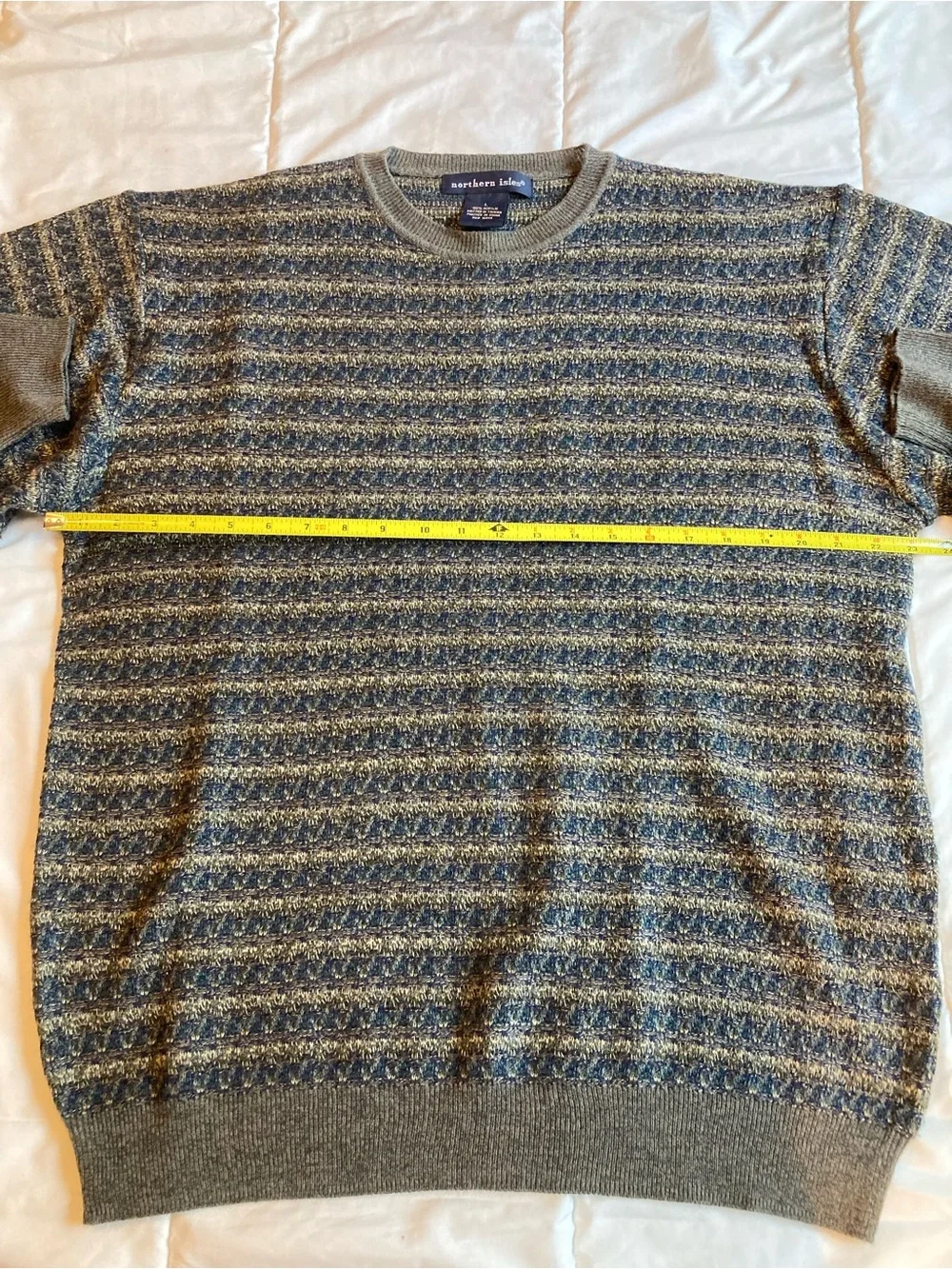 Brown & Blue Striped Crewneck Sweater - size Large